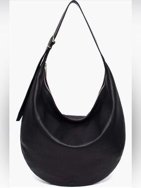 Oversized Black Leather Hobo Bag